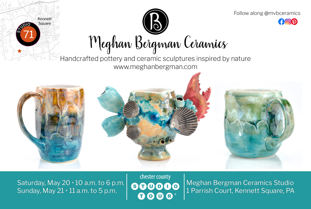 Meghan Bergman Ceramics | Studio Tour Post Card | May 20 & 21, 2023 | Kennett Square, PA