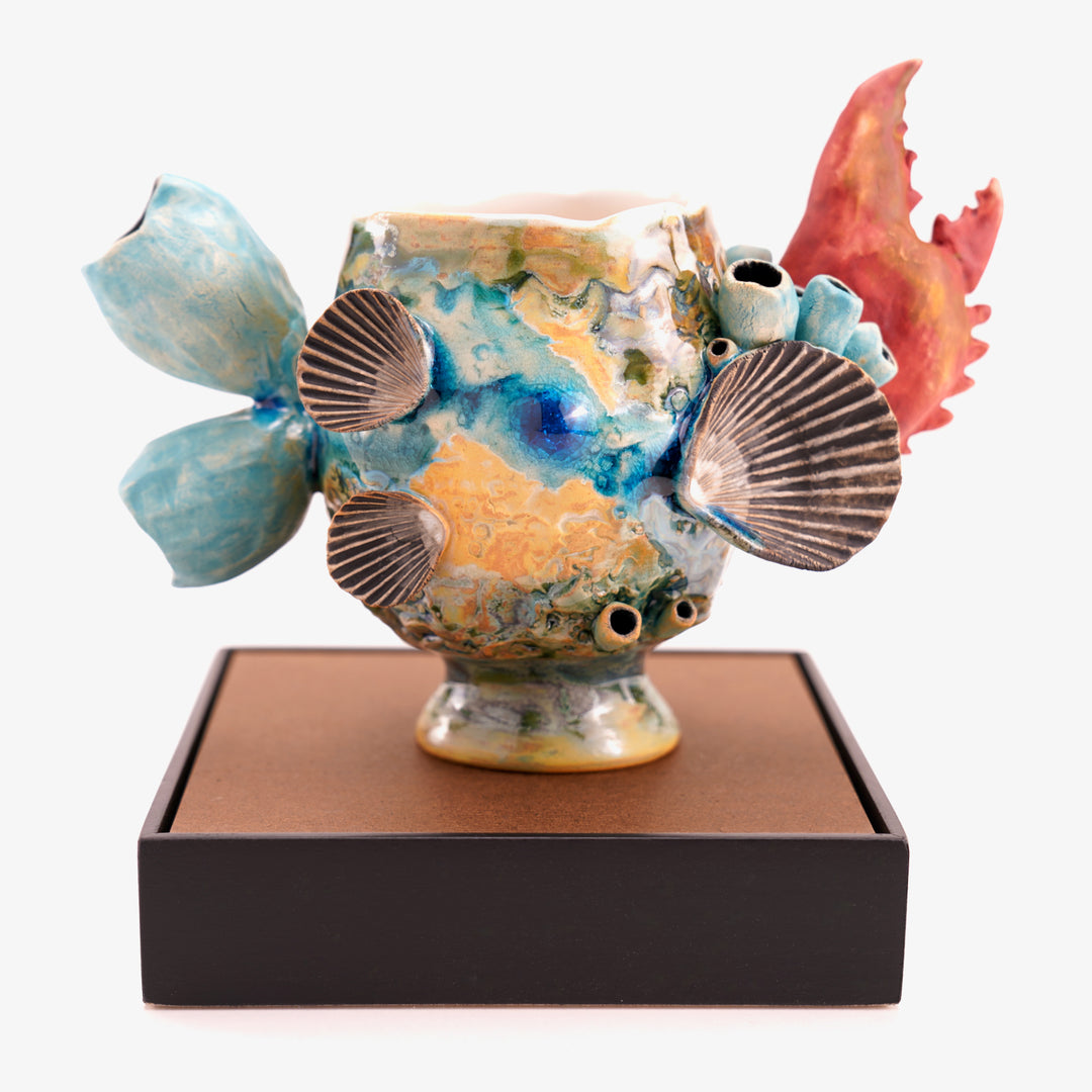 Handmade Barnacle Cup with Lobster Claw | Meghan Bergman Ceramics