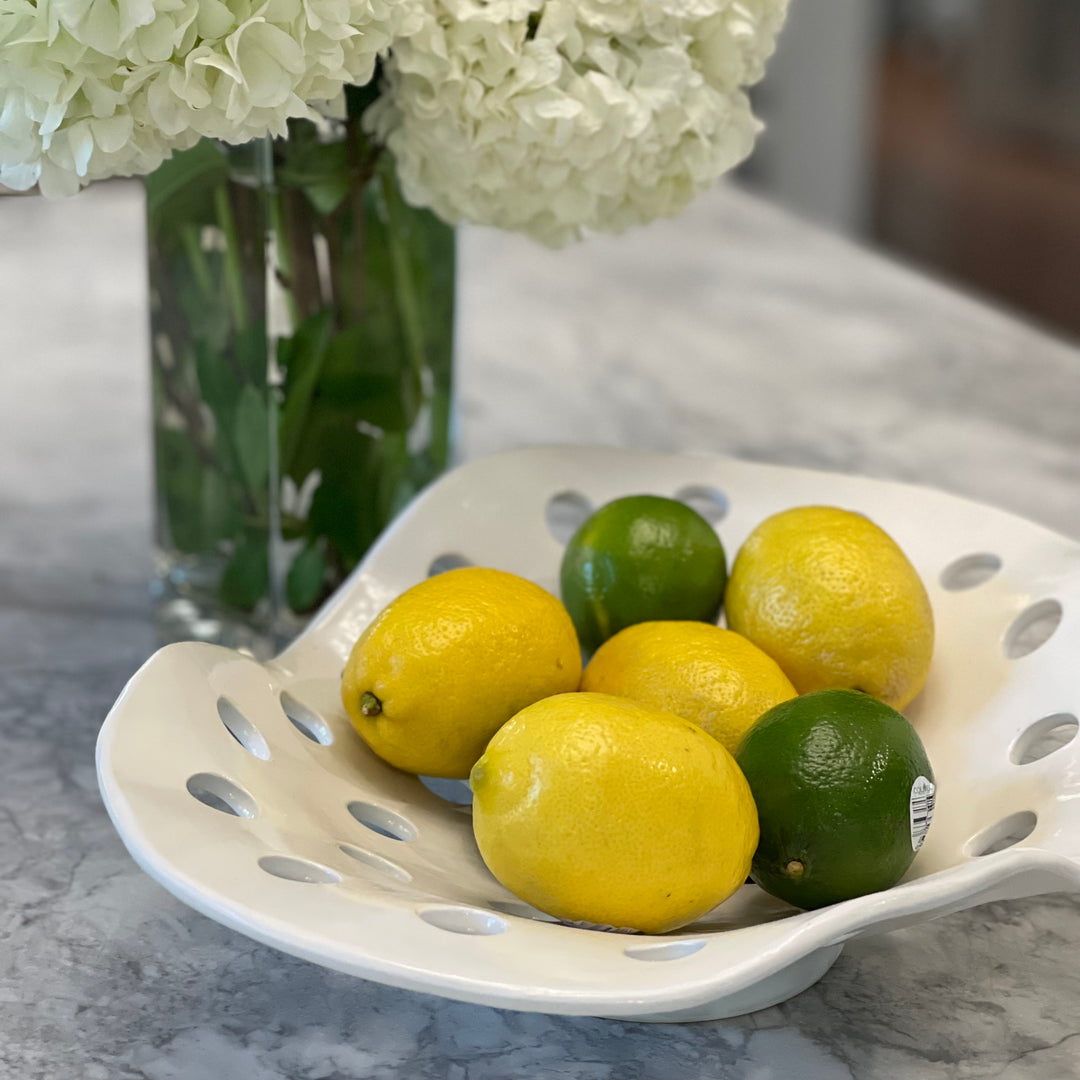 Ceramic Fruit Bowl - White Sponge