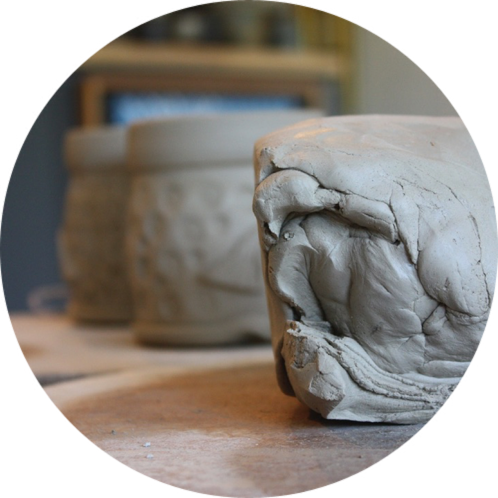 Wedged Clay in Pottery Studio