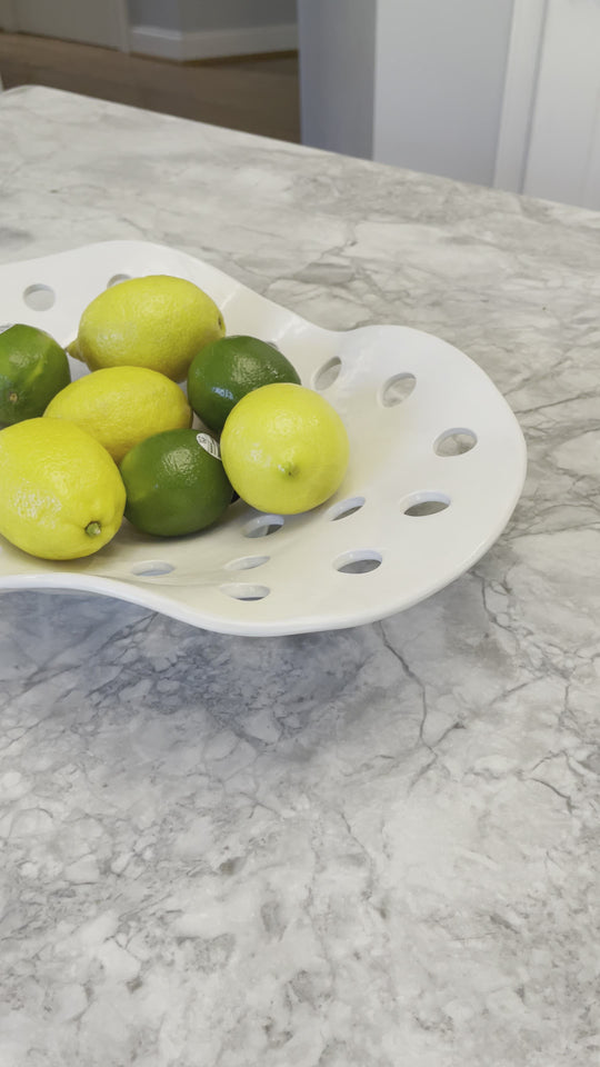 Ceramic Fruit Bowl - White Sponge