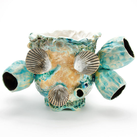 Ceramic Bowl / Planter | Sea Foam Green Barnacle Bowl - Meghan Bergman Ceramics