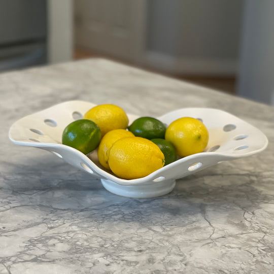 Ceramic Fruit Bowl - White Sponge