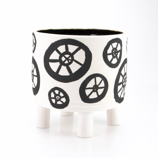 Elevated Planter Pot 6" - Bicycle Wheel