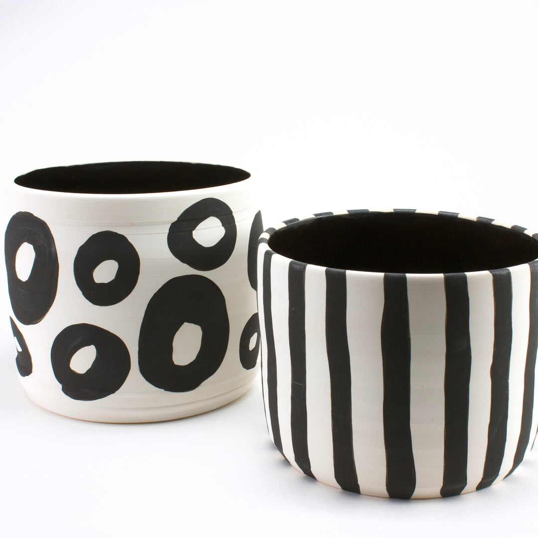 black and white plant pot indoor Planter Pot 6"