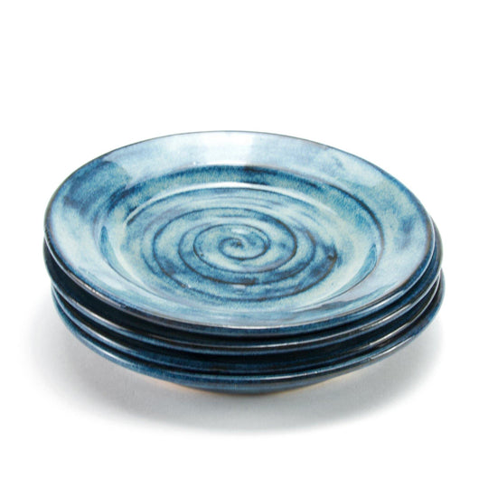 Set of 4 Ceramic Plates | Handthrown Blue Ocean Side Plates (sold as a set) - Meghan Bergman Ceramics - Handmade Pottery & Ceramic Fine Art in Kennett Square, PA
