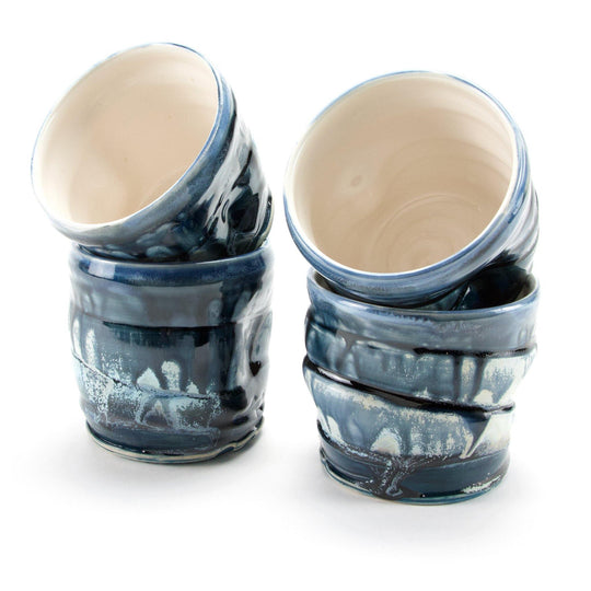 Ceramic Cup/Tumbler 12 oz | (Set of 4) Yunomi Style Ceramic Cups - Blue Ocean - Meghan Bergman Ceramics - Handmade Pottery & Ceramic Fine Art in Kennett Square, PA