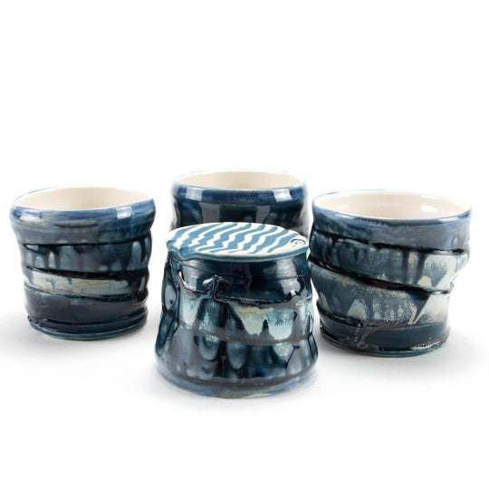 Ceramic Cup/Tumbler 12 oz | (Set of 4) Yunomi Style Ceramic Cups - Blue Ocean - Meghan Bergman Ceramics - Handmade Pottery & Ceramic Fine Art in Kennett Square, PA