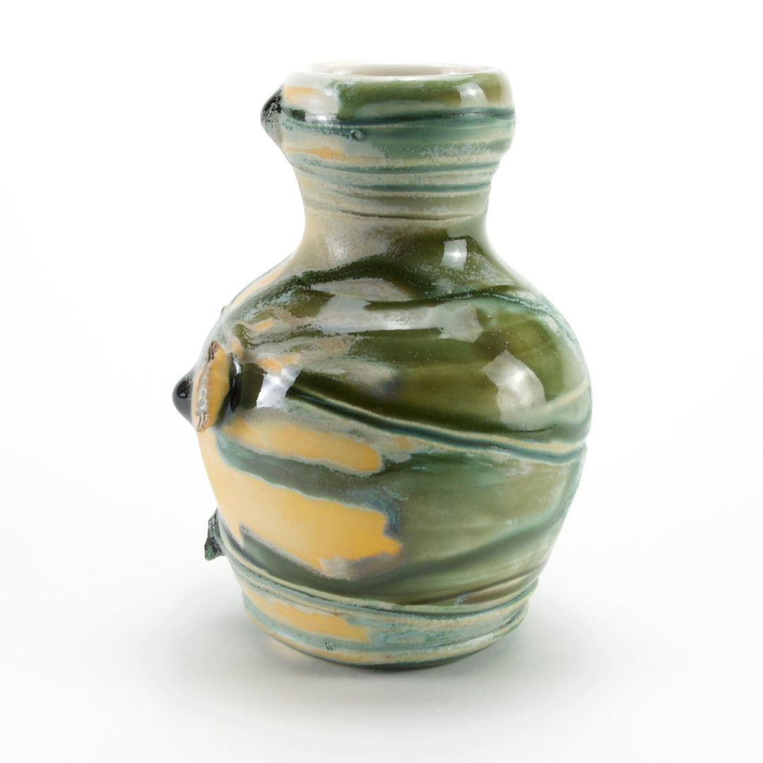 Ceramic Vase | Green Cascade Side-Fired Vase - Meghan Bergman Ceramics - Handmade Pottery & Ceramic Fine Art in Kennett Square, PA