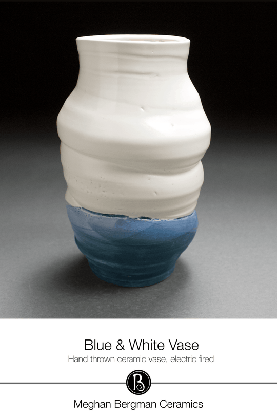 Ceramic Vase | White & Blue Vase - Meghan Bergman Ceramics - Handmade Pottery & Ceramic Fine Art in Kennett Square, PA