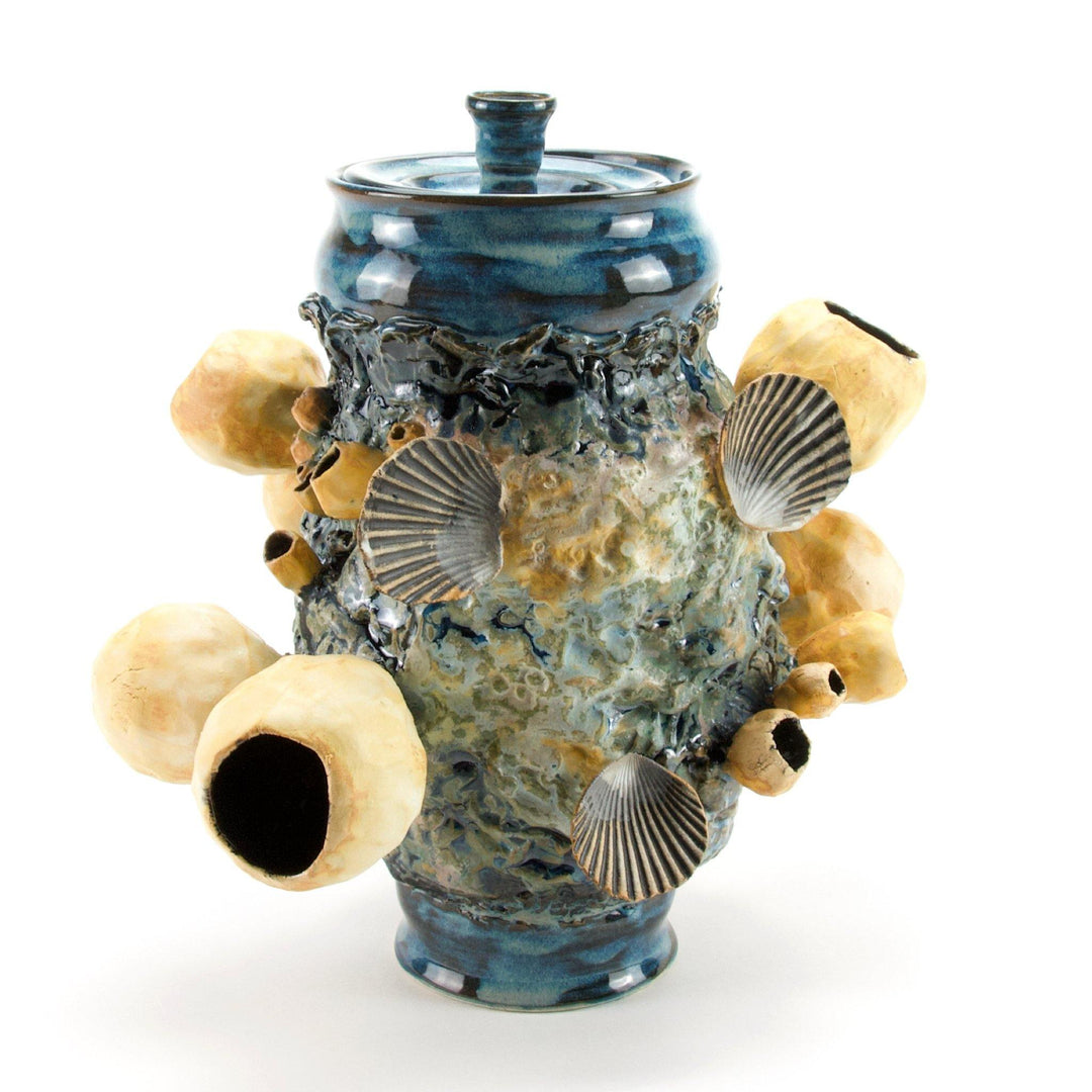 Ceramic Vessel | Low Tide Barnacle Jar with Lid - Meghan Bergman Ceramics - Handmade Pottery & Ceramic Fine Art in Kennett Square, PA