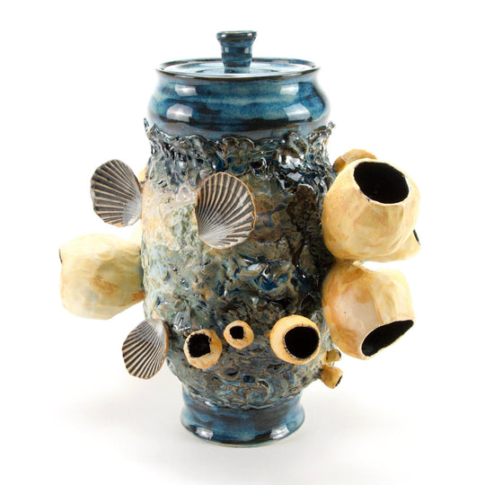 Ceramic Vessel | Low Tide Barnacle Jar with Lid - Meghan Bergman Ceramics - Handmade Pottery & Ceramic Fine Art in Kennett Square, PA