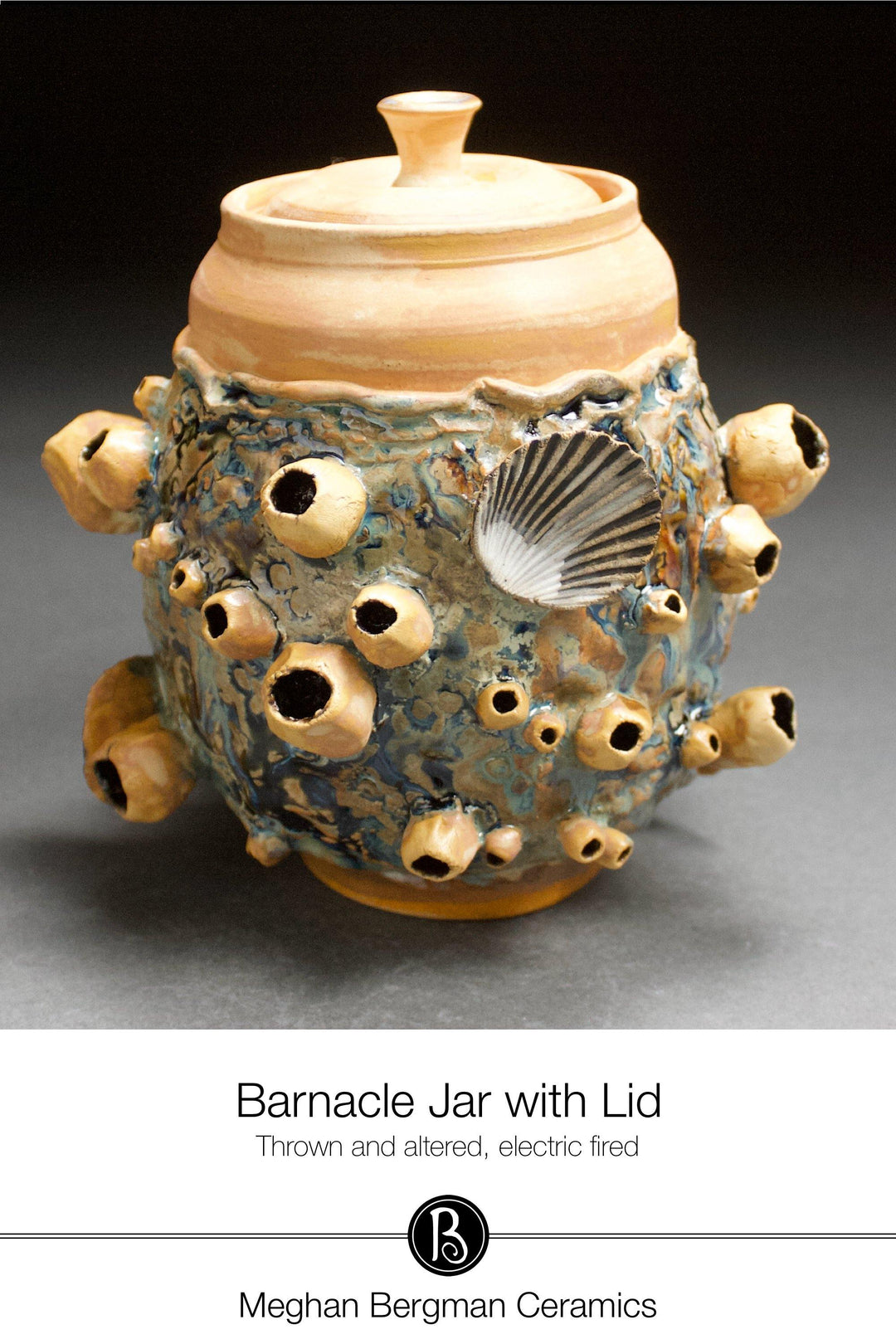 Ceramic Vessel | Ocean Sunset Barnacle Jar with Lid - Meghan Bergman Ceramics - Handmade Pottery & Ceramic Fine Art in Kennett Square, PA