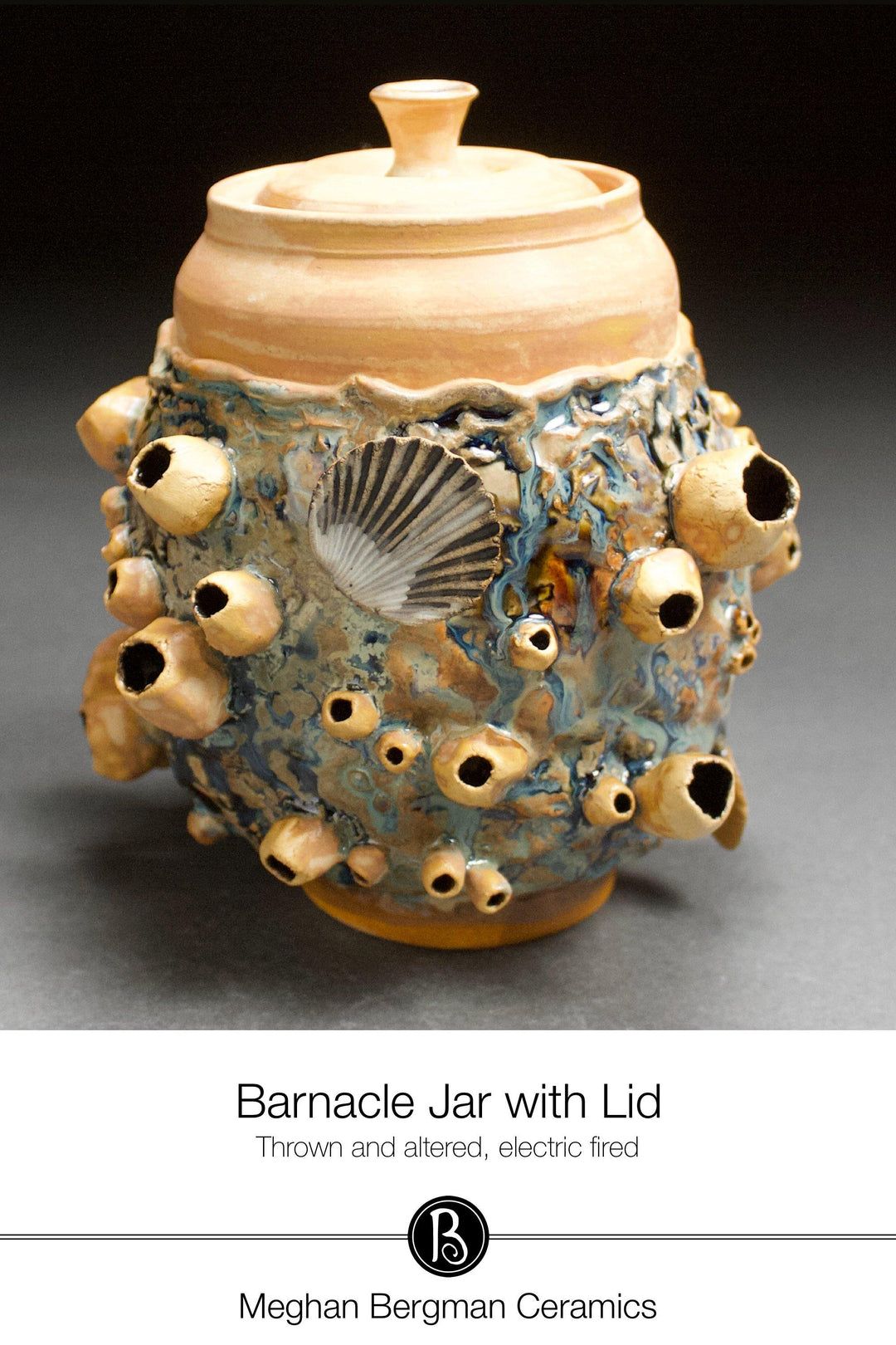 Ceramic Vessel | Ocean Sunset Barnacle Jar with Lid - Meghan Bergman Ceramics - Handmade Pottery & Ceramic Fine Art in Kennett Square, PA