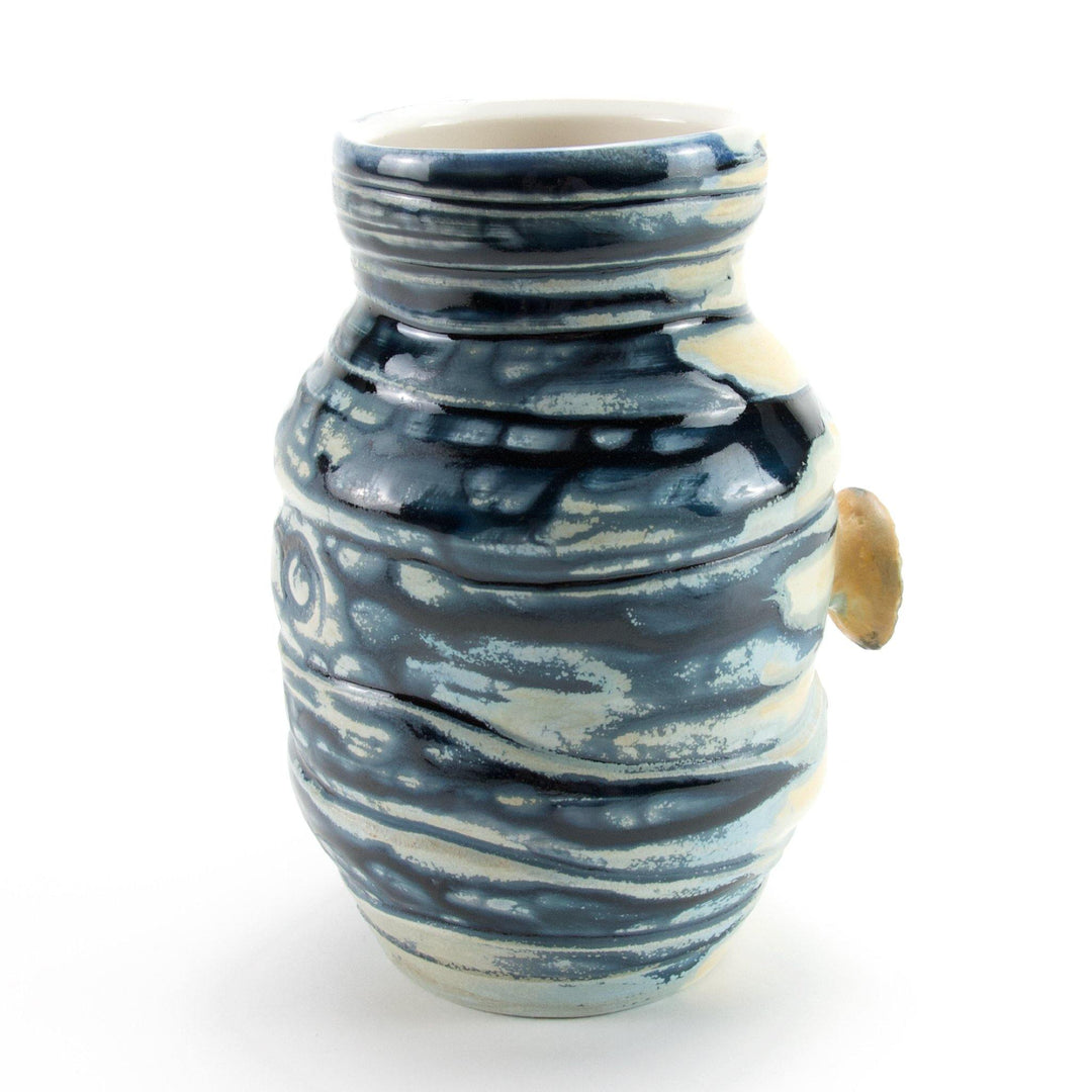 Ceramic Vase | Large Blue Ocean Side-Fired Vase - Meghan Bergman Ceramics - Handmade Pottery & Ceramic Fine Art in Kennett Square, PA